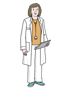 Eine Ärztin im weißen Kittel.