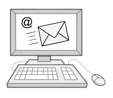 Eine E-Mail ist eine Nachricht im Internet. Auf einem Computer-Bildschirm sieht man ein Post-Zeichen.