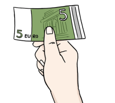 Eine Hand mit einem 5-Euro Schein
