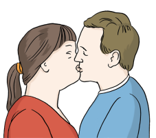 Ein Mann und eine Frau küssen sich.