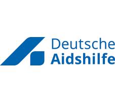 Logo der Deutschen Aids-Hilfe, blaues A, daneben Schriftzug "Deutsche Aidshilfe"