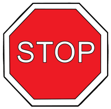 Rotes Stoppschild mit Aufschrift: Stop.